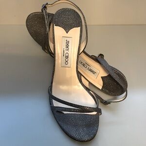 Jimmy Choo strappy gold sparkle heels